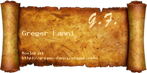 Greger Fanni névjegykártya